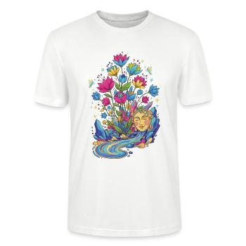 Jungbrunnen Quelle Fluss Traumlandschaft Glück - Stanley/Stella Unisex Bio-T-Shirt CRAFTER - Weiß - Vorne - Alina (178cm) & Michal (187cm)
