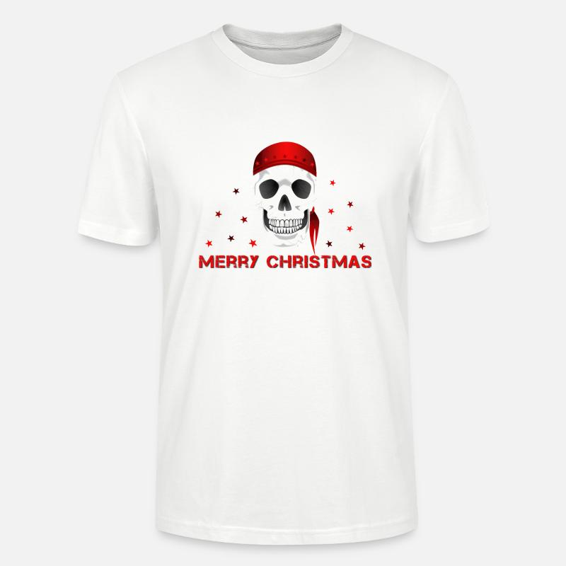 Crâne de joyeux Noël - T-shirt bio CRAFTER Stanley Stella Unisexe - blanc