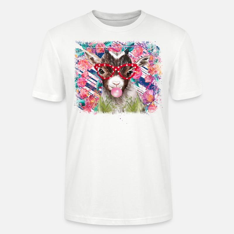 Ziege mit Brille - Stanley/Stella Unisex Bio-T-Shirt CRAFTER - Weiß