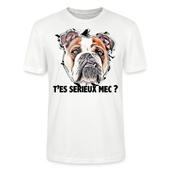 bouledogue, t'es sérieux mec ? - T-shirt bio CRAFTER Stanley Stella Unisexe - blanc - Devant - Alina (178cm) & Michal (187cm)