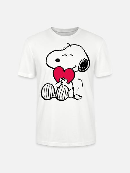 Peanuts Snoopy Cuore Amore Regalo di San Valentino - Maglietta unisex ecologica CRAFTER di Stanley/Stella - bianco