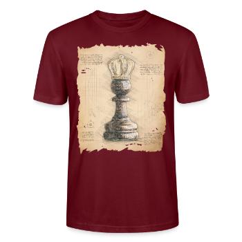 Schach König / Königin. Altmodischer vintage Stil. - Stanley/Stella Unisex Bio-T-Shirt CRAFTER - Burgunderrot - Vorne - Alina (178cm) & Michal (187cm)
