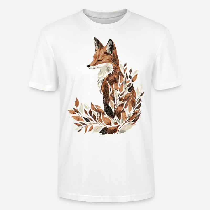 Renard, Automne, Feuilles, Feuillage - T-shirt bio CRAFTER Stanley Stella Unisexe - blanc