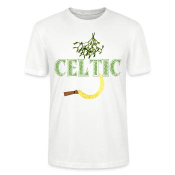lettrage celtique avec gui et faucilles - T-shirt bio CRAFTER Stanley Stella Unisexe - blanc - Devant - Alina (178cm) & Michal (187cm)