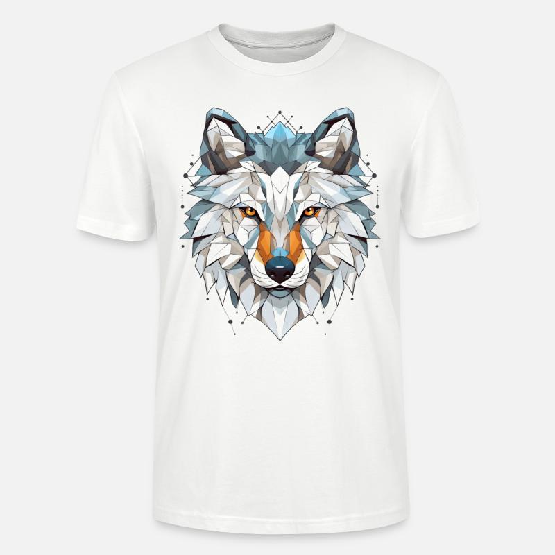 Wolf Geometrisch - Stanley/Stella Unisex Bio-T-Shirt CRAFTER - Weiß