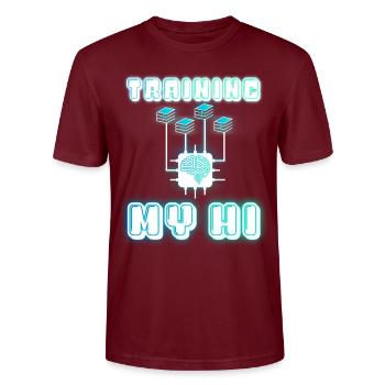 TRAINING MY HI (Human Intelligence) - Stanley/Stella CRAFTER Unisex Organic T-Shirt - burgundy - Front - Alina (178cm) & Michal (187cm)