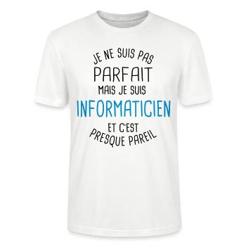 Pas parfait mais informaticien - T-shirt bio CRAFTER Stanley Stella Unisexe - blanc - Devant - Alina (178cm) & Michal (187cm)
