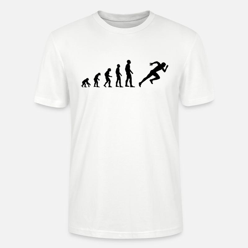 Running human evolution runner sprint - Stanley/Stella CRAFTER Unisex Organic T-Shirt - white