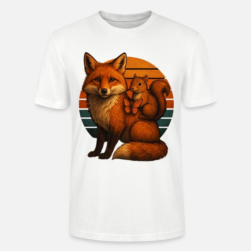 Fuchs Eichhörnchen Retro Tierfreunde - Stanley/Stella Unisex Bio-T-Shirt CRAFTER - Weiß
