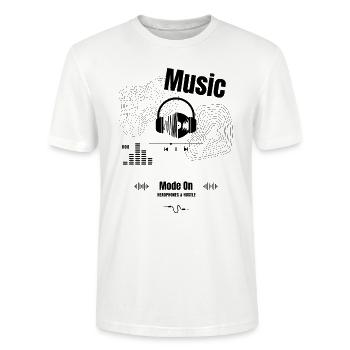 Headphones & Hustle - Music - Stanley/Stella Unisex Bio-T-Shirt CRAFTER - Weiß - Vorne - Alina (178cm) & Michal (187cm)