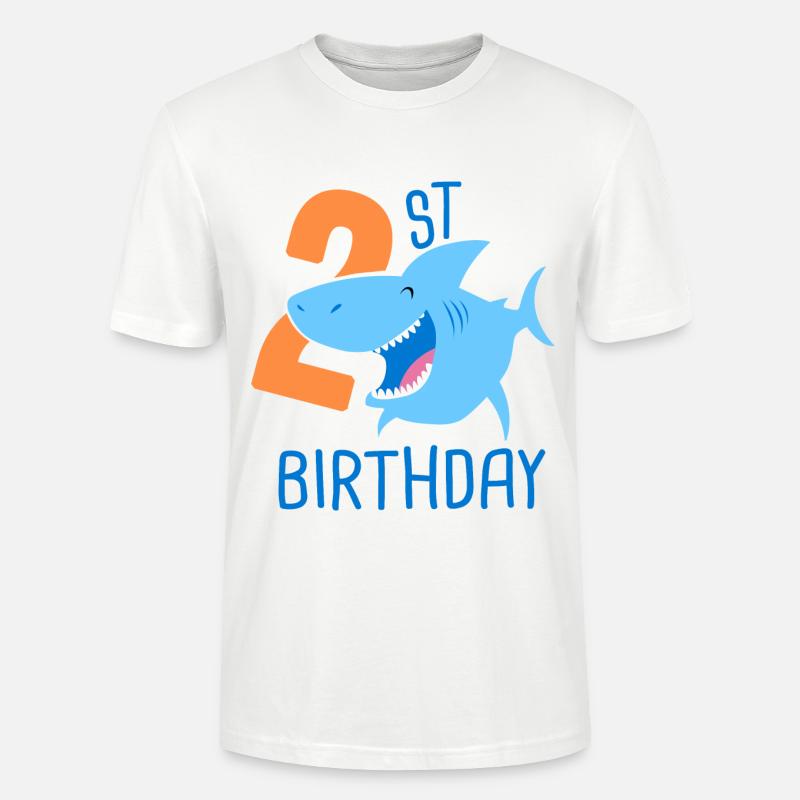 2e anniversaire garçon 2 ans requin - T-shirt bio CRAFTER Stanley Stella Unisexe - blanc