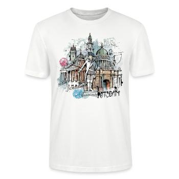 Potsdam Illustration - Stanley/Stella CRAFTER Unisex Organic T-Shirt - white - Front - Alina (178cm) & Michal (187cm)