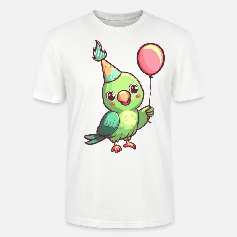 Bande dessinée d’anniversaire de perroquet - T-shirt bio CRAFTER Stanley Stella Unisexe - blanc