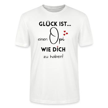 Glück ist, einen Opi wie Dich zu haben - Stanley/Stella Unisex Bio-T-Shirt CRAFTER - Weiß - Vorne - Alina (178cm) & Michal (187cm)