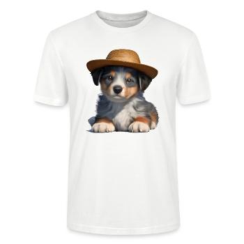 Hundewelpe Australischer Schäferhund Hundehalter - Stanley/Stella Unisex Bio-T-Shirt CRAFTER - Weiß - Vorne - Alina (178cm) & Michal (187cm)
