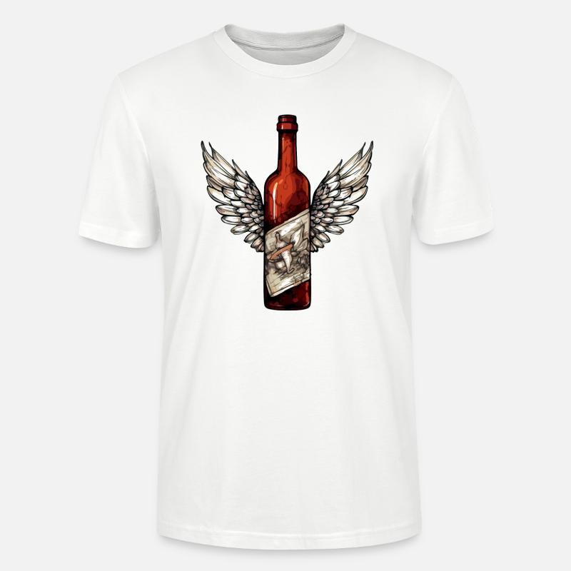 Bouteille de vin ailée n°2 - T-shirt bio CRAFTER Stanley Stella Unisexe - blanc