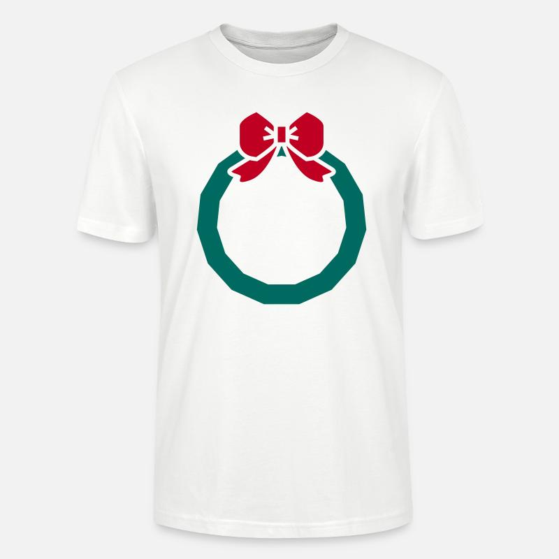 Weihnachtskranz mit rotem Band - Stanley/Stella Unisex Bio-T-Shirt CRAFTER - Weiß