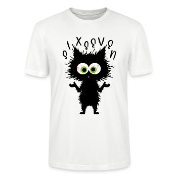 67 Lustige Katze Six Seven Meme - Stanley/Stella Unisex Bio-T-Shirt CRAFTER - Weiß - Vorne - Alina (178cm) & Michal (187cm)