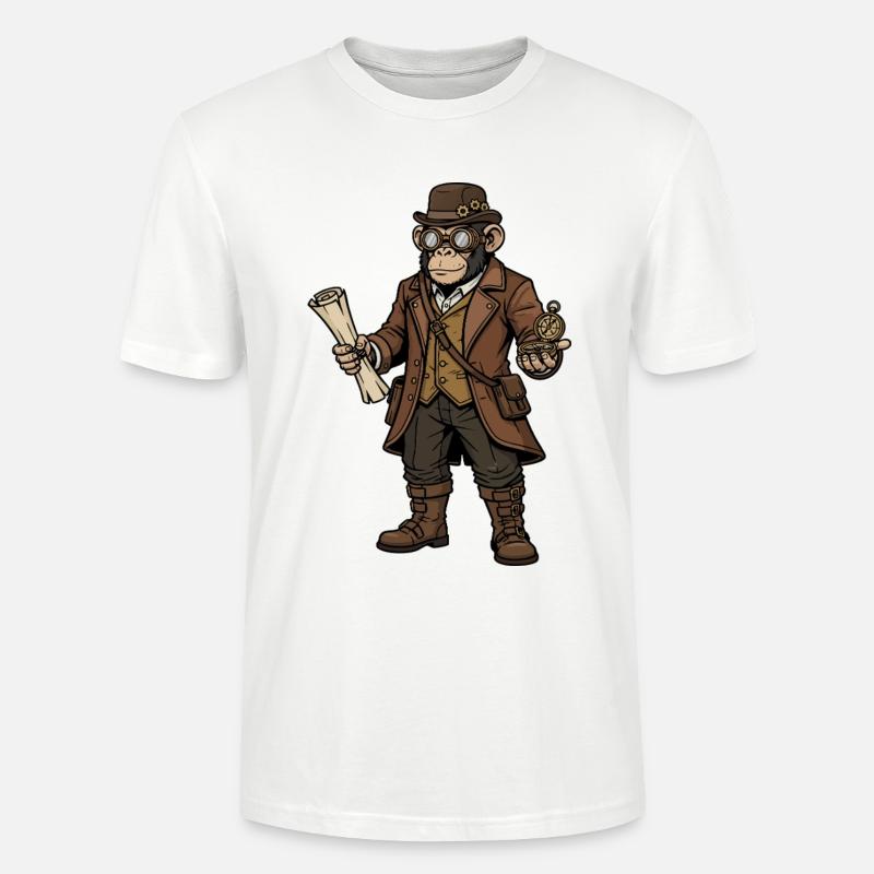 Monkey Explorer Steampunk Retro-Abenteuer - Stanley/Stella Unisex Bio-T-Shirt CRAFTER - Weiß