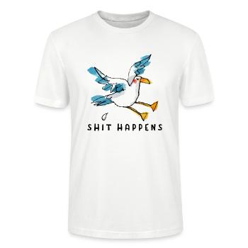 Shit Happens. Das nordige Shit-Shirt No1. - Stanley/Stella Unisex Bio-T-Shirt CRAFTER - Weiß - Vorne - Alina (178cm) & Michal (187cm)