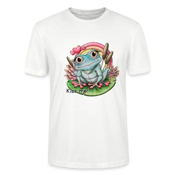 ‘Kiss me!’ Frog - Stanley/Stella CRAFTER Unisex Organic T-Shirt - white - Front - Alina (178cm) & Michal (187cm)