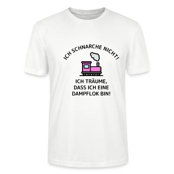 Ich schnarche nicht - Dampflok - Stanley/Stella Unisex Bio-T-Shirt CRAFTER - Weiß - Vorne - Alina (178cm) & Michal (187cm)