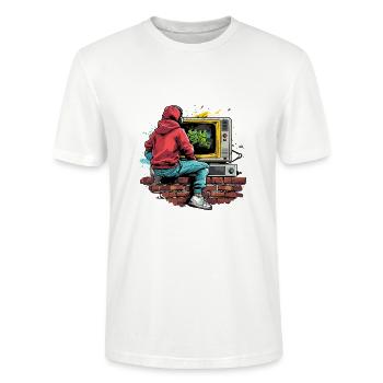 gaming retro konsole vintage zocker - Stanley/Stella Unisex Bio-T-Shirt CRAFTER - Weiß - Vorne - Alina (178cm) & Michal (187cm)