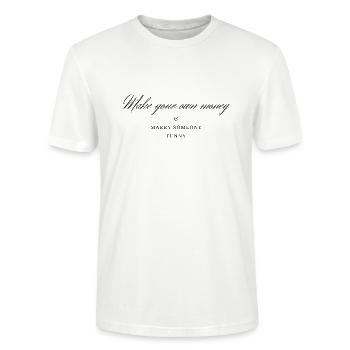 Own money marry funny - Stanley/Stella Unisex Bio-T-Shirt CRAFTER - Weiß - Vorne - Alina (178cm) & Michal (187cm)