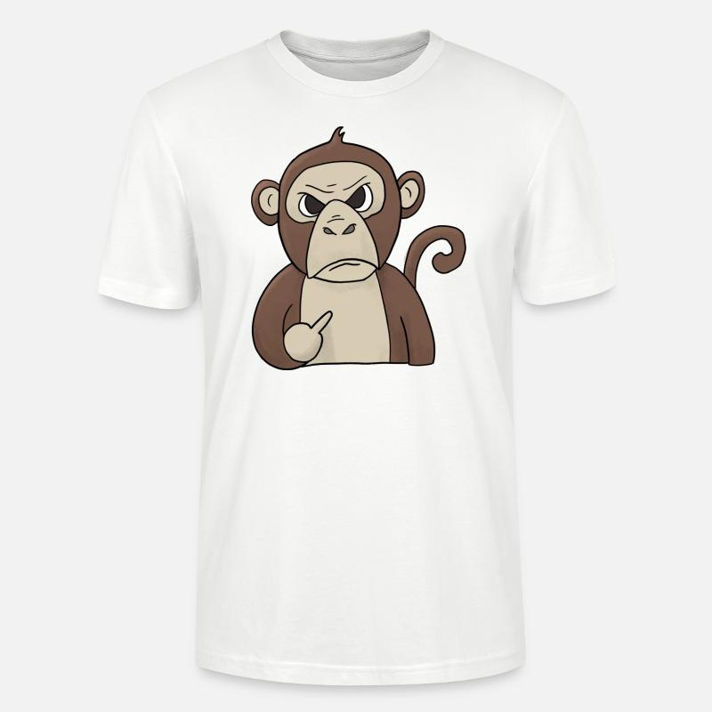 Mürrischer Affe hält Mittelfinger - Stanley/Stella Unisex Bio-T-Shirt CRAFTER - Weiß