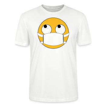 Un masque ? C’est agaçant ! Emoji avec masque - T-shirt bio CRAFTER Stanley Stella Unisexe - blanc - Devant - Alina (178cm) & Michal (187cm)