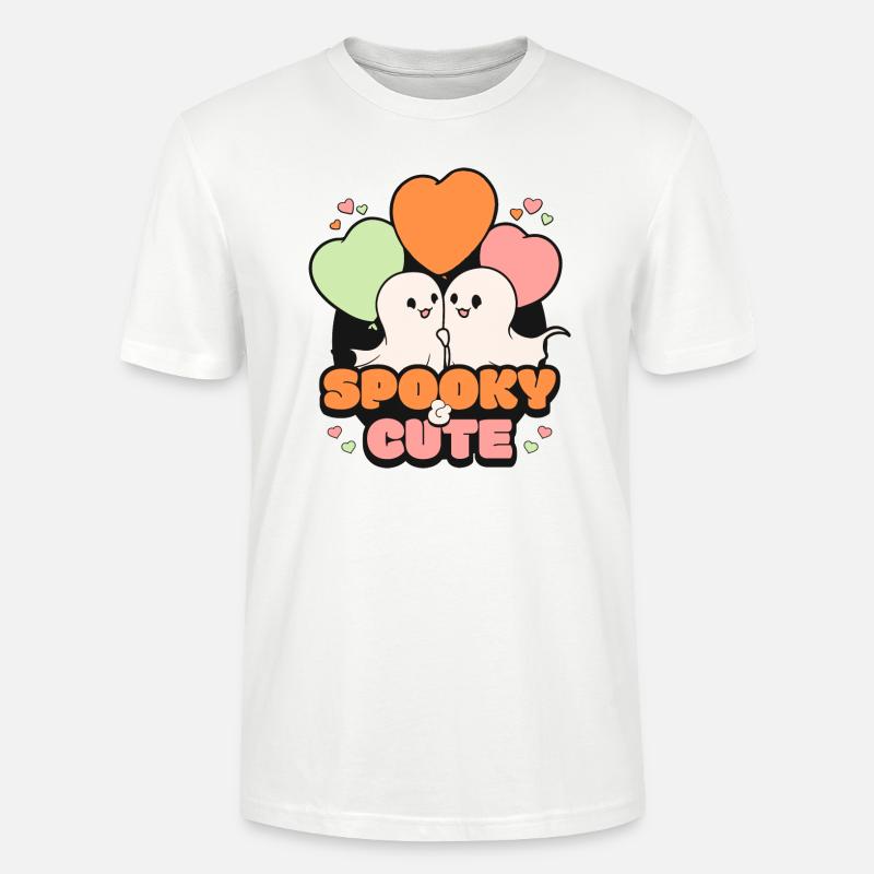 Spooky October Cute Halloween Ghost - Stanley/Stella CRAFTER Unisex Organic T-Shirt - white