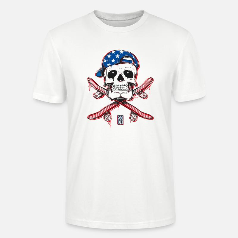 crâne crossBoard US x - T-shirt bio CRAFTER Stanley Stella Unisexe - blanc