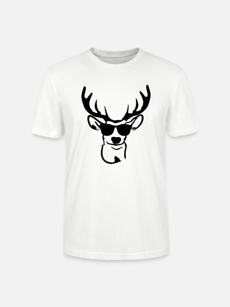 Hirsch mit Sonnenbrille - Stanley/Stella Unisex Bio-T-Shirt CRAFTER - Weiß