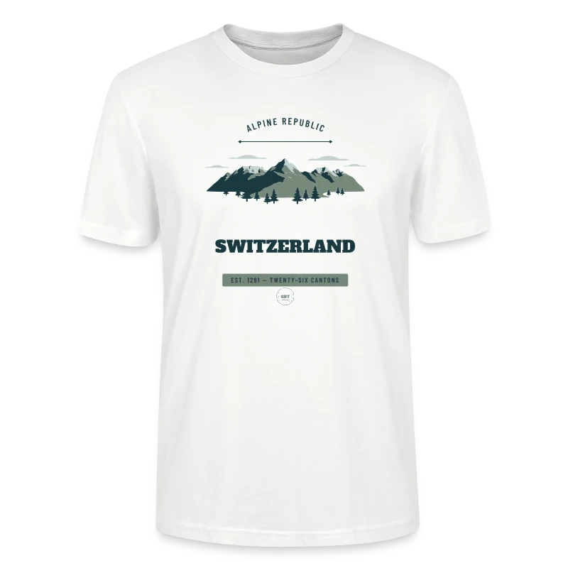 Switzerland-mærke på en stanley/stella crafter unisex organic t-shirt