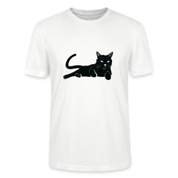 doigt milieu chat propriétaires de chat cadeau T-shirt - T-shirt bio CRAFTER Stanley Stella Unisexe - blanc - Devant - Alina (178cm) & Michal (187cm)
