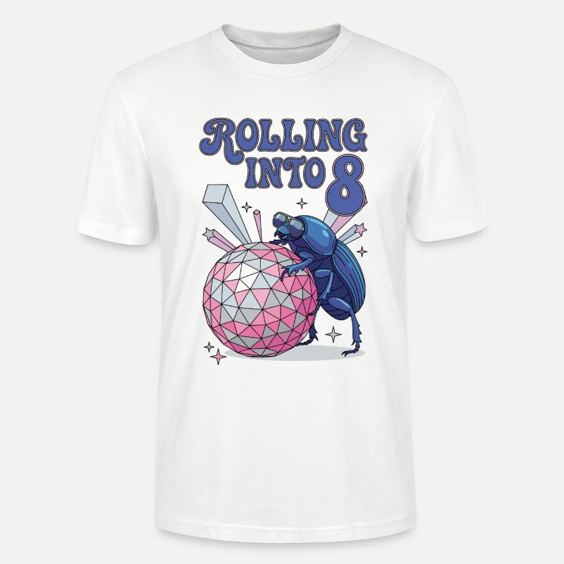 Rolling Into 8 Disco-Mistkäfer - T-shirt bio CRAFTER Stanley Stella Unisexe - blanc
