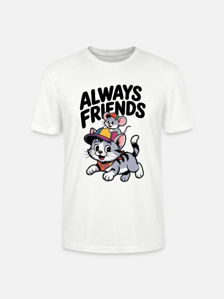 Maus und Katze - Stanley/Stella Unisex Bio-T-Shirt CRAFTER - Weiß