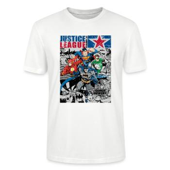 Justice League Strip Cover - Stanley/Stella Unisex Bio-T-Shirt CRAFTER - Weiß - Vorne - Alina (178cm) & Michal (187cm)