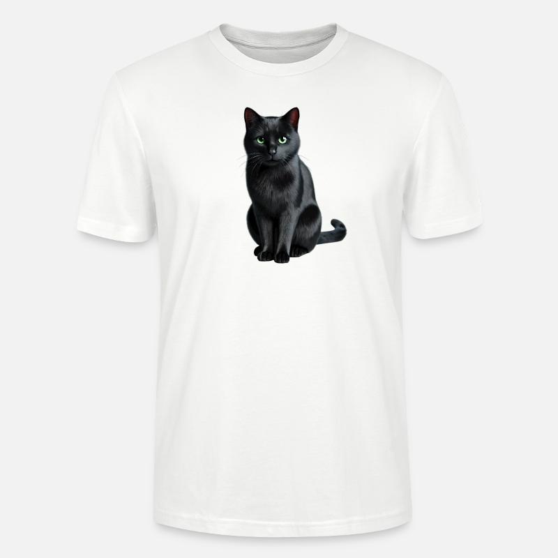 Schwarze Katze - Stanley/Stella Unisex Bio-T-Shirt CRAFTER - Weiß