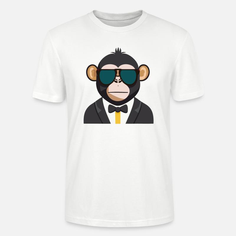Affe im Smoking - Stanley/Stella Unisex Bio-T-Shirt CRAFTER - Weiß
