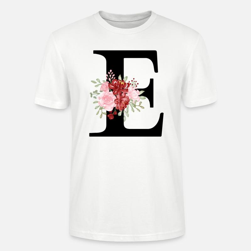 Roter Blumenbuchstabe E - Stanley/Stella Unisex Bio-T-Shirt CRAFTER - Weiß