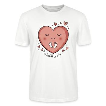 Geburt Schwanger - Bauchgefühl Liebe pur - Stanley/Stella Unisex Bio-T-Shirt CRAFTER - Weiß - Vorne - Alina (178cm) & Michal (187cm)