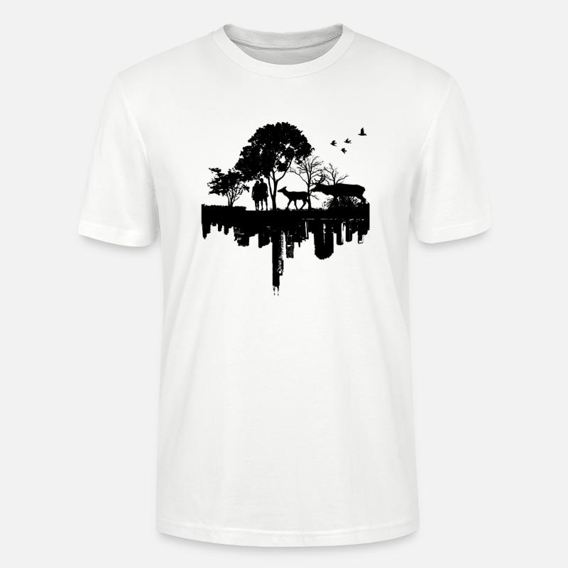 Natur versus Städte Tiere Baum - Stanley/Stella Unisex Bio-T-Shirt CRAFTER - Weiß