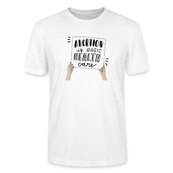 Luloveshandmade - Abortion is basic health care - Stanley/Stella CRAFTER Unisex Organic T-Shirt - white - Front - Alina (178cm) & Michal (187cm)