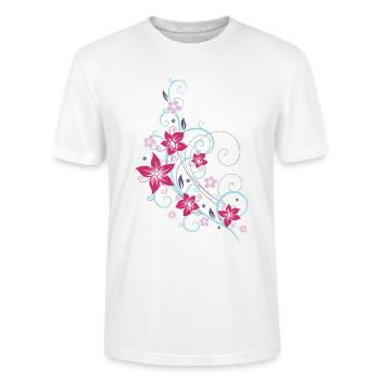 Printemps Fleurs Printemps Flowers Fleurs printemps - T-shirt bio CRAFTER Stanley Stella Unisexe - blanc - Devant - Alina (178cm) & Michal (187cm)