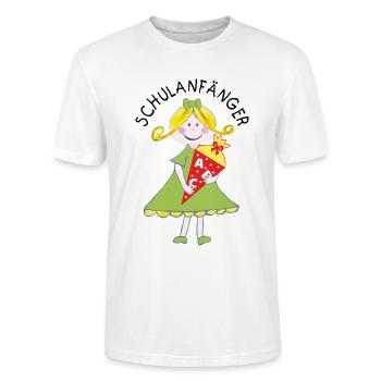School Beginners 2026 - Girl with School Cone - Stanley/Stella CRAFTER Unisex Organic T-Shirt - white - Front - Alina (178cm) & Michal (187cm)