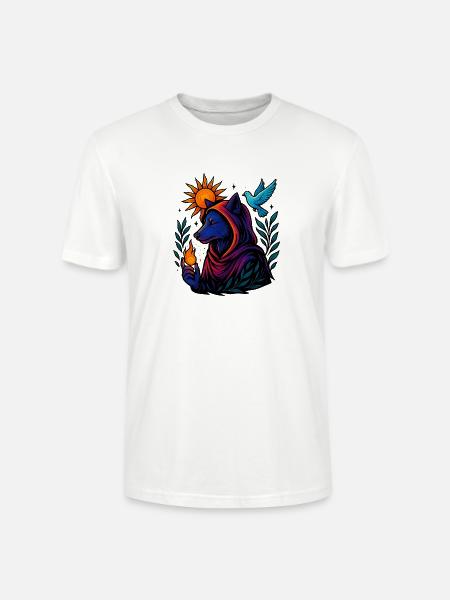 Flamme des Geistes – Kosmische Wolfskunst - Stanley/Stella Unisex Bio-T-Shirt CRAFTER - Weiß