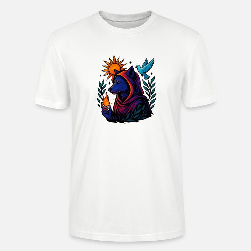 Flamme des Geistes – Kosmische Wolfskunst - Stanley/Stella Unisex Bio-T-Shirt CRAFTER - Weiß