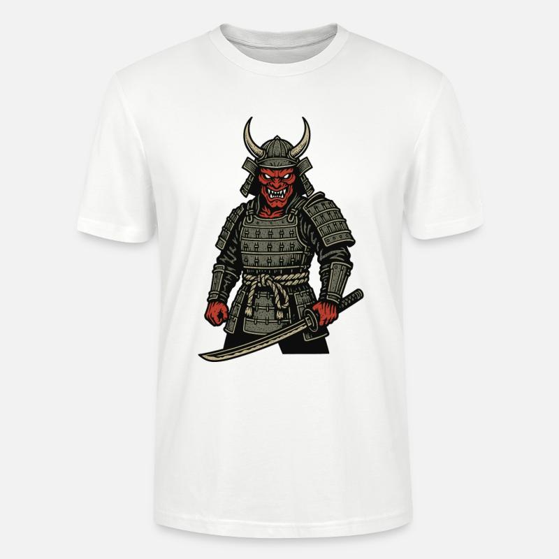 Oni Samurai - Guerrier Démoniaque - T-shirt bio CRAFTER Stanley Stella Unisexe - blanc