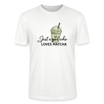 Only one girl loves matcha - Stanley/Stella CRAFTER Unisex Organic T-Shirt - white - Front - Alina (178cm) & Michal (187cm)